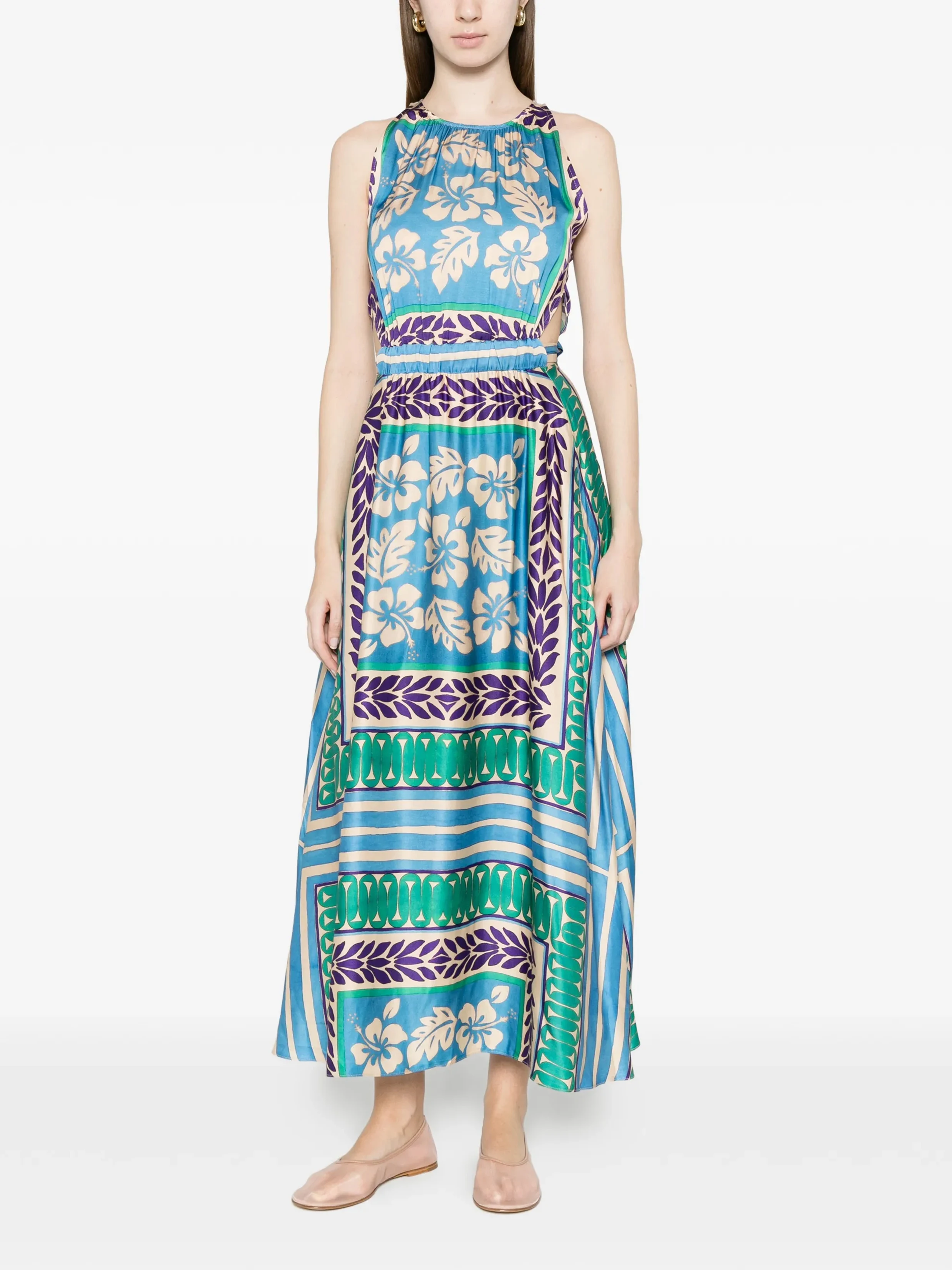 Summer New Retro Print A-Line Waist-Cinching Sleeveless Dress LanQiang Women's Clothing Vintage Holiday Style Maxi Dress
Summer New Retro Print A-Line Waist-Cinching Sleeveless Dress LanQiang Women's Clothing Vintage Holiday Style Maxi Dress