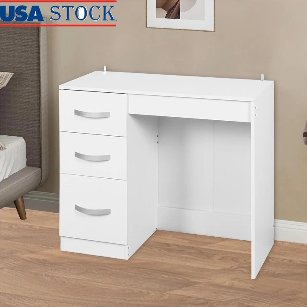 Wooden Desk with 3 Drawers Spacious Desktop Durable Construction Modern Writing Desk Home Office Study Multi-functional Use 
Wooden Desk with 3 Drawers Spacious Desktop Durable Construction Modern Writing Desk Home Office Study Multi-functional Use