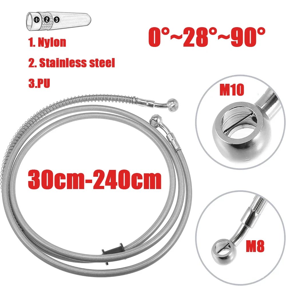 0°~28°~90°Motorcycle Braided Steel Brake Clutch Oil Hoses Line Pipe Black Pit Dirt Bike Motocross Street Bikes M8~M10 Optional
0°~28°~90°Motorcycle Braided Steel Brake Clutch Oil Hoses Line Pipe Black Pit Dirt Bike Motocross Street Bikes M8~M10 Optional 