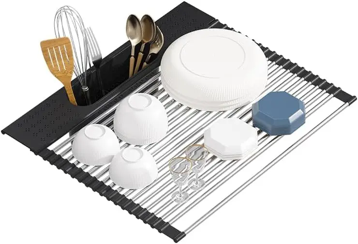 Foldable Stainless Steel Dish Drying Rack, 20x15.2 Inch Sink Organizer, Heat-Resistant and Multipurpose Kitchen Drainer in Black
Foldable Stainless Steel Dish Drying Rack, 20x15.2 Inch Sink Organizer, Heat-Resistant and Multipurpose Kitchen Drainer in Black