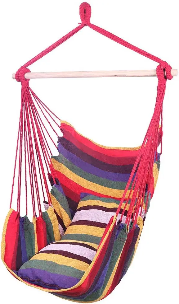 Hanging Hammo Chair Swing,Hanging Rope Chair With 2 Pillows,Large Brazilian Hammo Chair Comfortable And Durable Cotton Canvas
Hanging Hammo Chair Swing,Hanging Rope Chair With 2 Pillows,Large Brazilian Hammo Chair Comfortable And Durable Cotton Canvas