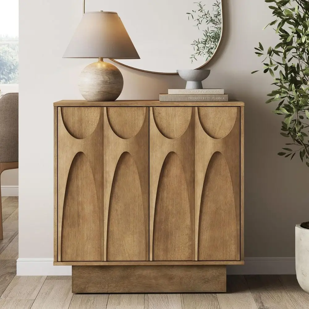 Antique Wooden Carved Sideboard, Vintage Light Brown Cabinet
Antique Wooden Carved Sideboard, Vintage Light Brown Cabinet