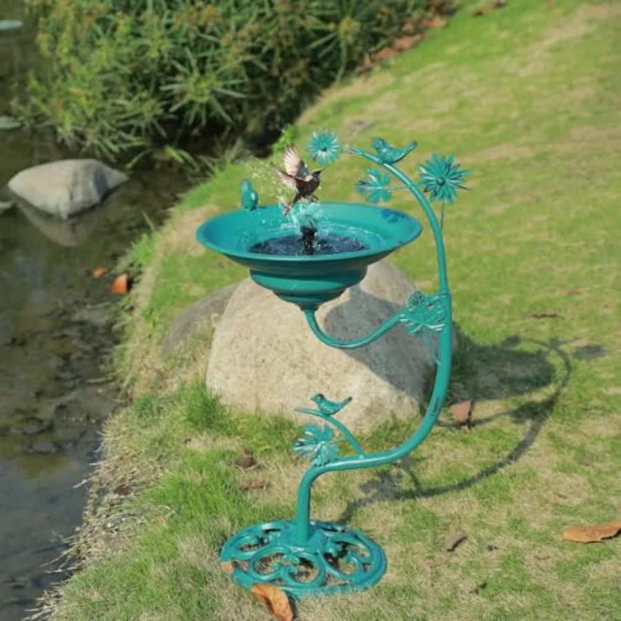 28.5" H Solar Bird Bath Outdoor Cast Iron Solar Fountain Bird Bath with Bubbler Vintage Pedestal Metal Bird Bath Bowl for Garde
28.5" H Solar Bird Bath Outdoor Cast Iron Solar Fountain Bird Bath with Bubbler Vintage Pedestal Metal Bird Bath Bowl for Garde