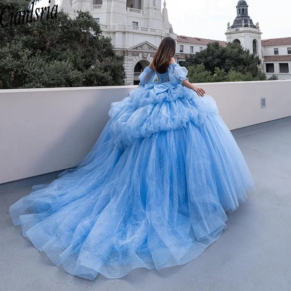 Блестящее синее милое платье Quinceanera с открытыми плечами, расшитое бисером и цветочной аппликацией, Vestidos De 15, бальное платье Anos
Блестящее синее милое платье Quinceanera с открытыми плечами, расшитое бисером и цветочной аппликацией, Vestidos De 15, бальное платье Anos