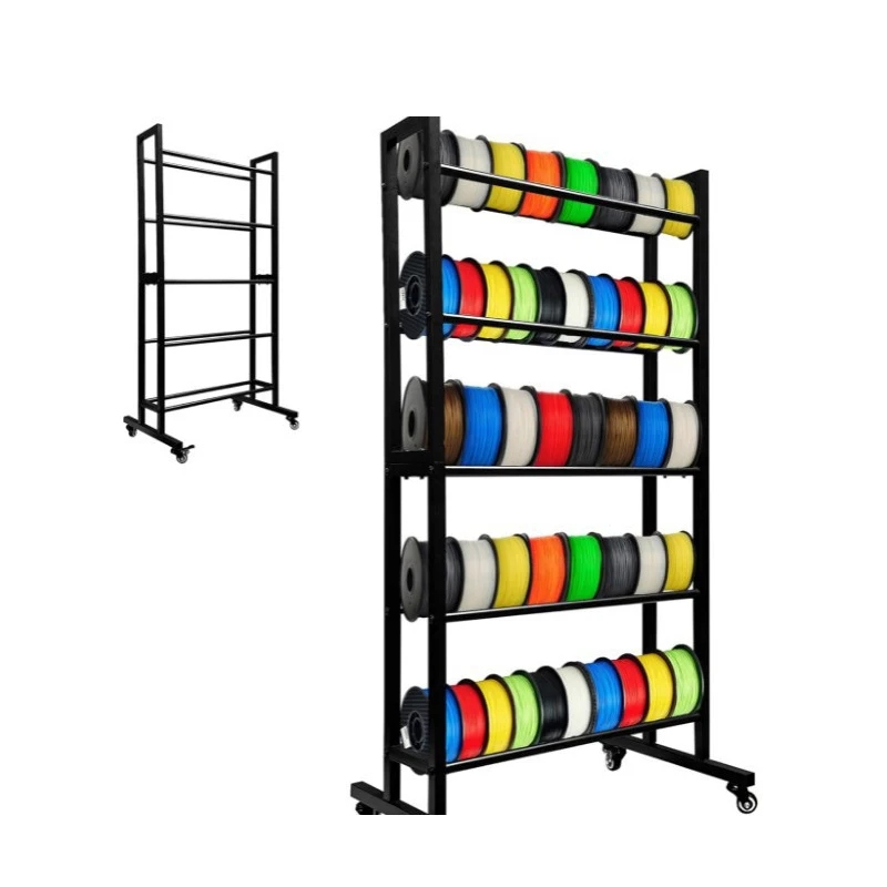 2026-3D Printer Filament Storage Rack- Rolling Filament Spool Holders Racks with Wheels 5 Tier Heavy Duty Storage Shelves