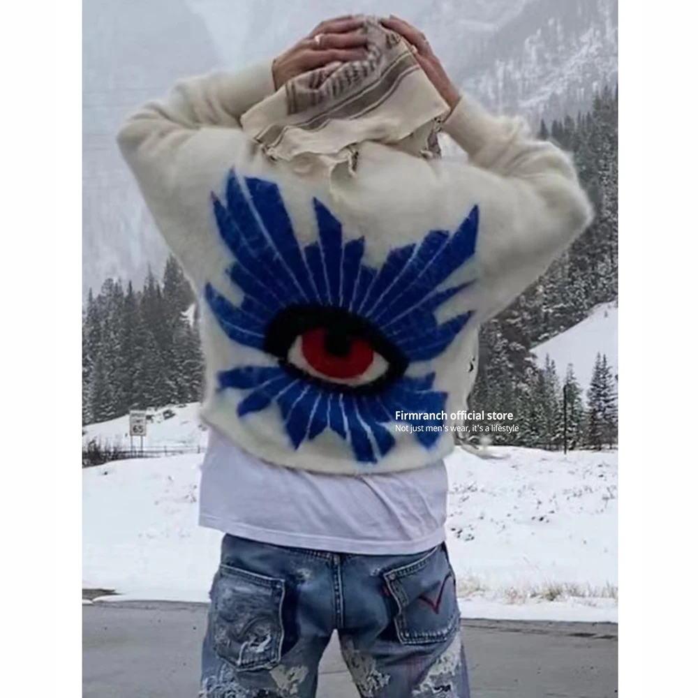 Модный домашний свитер firmранчо для мужчин и женщин, свободный мохеровый Вязаный топ с большими глазами, пуловер, одежда для улицы, весна-осень
Модный домашний свитер firmранчо для мужчин и женщин, свободный мохеровый Вязаный топ с большими глазами, пуловер, одежда для улицы, весна-осень