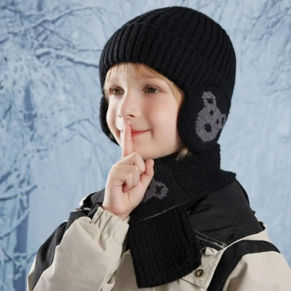 Fashion Fleece Lined Winter Hat Scarf Set Ear Protection Knitted Beanie Cap Windproof Cartoon Bear Pullover Cap for Children
Fashion Fleece Lined Winter Hat Scarf Set Ear Protection Knitted Beanie Cap Windproof Cartoon Bear Pullover Cap for Children