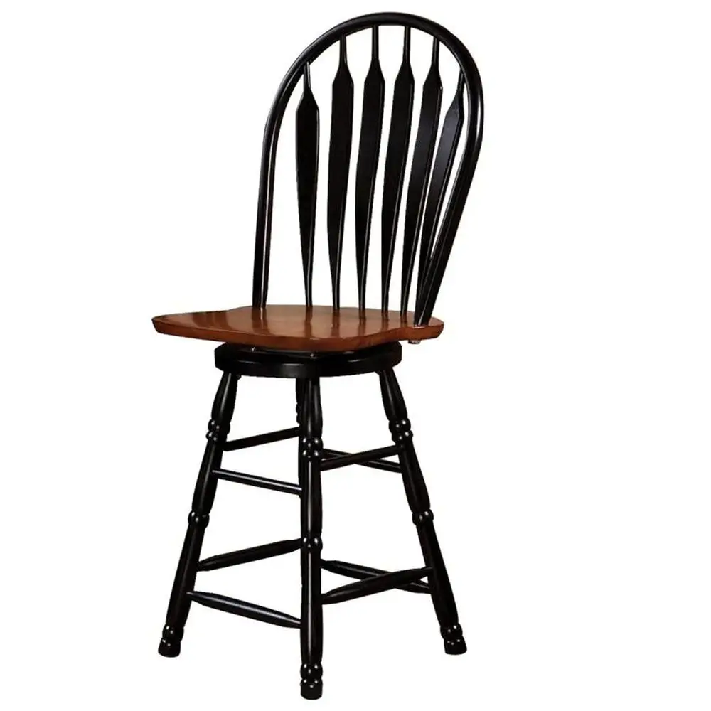 24 Swivel Barstool - Windsor Arrowback Design | Antique Black & Cherry Wood | Dining & Kitchen Furniture
24 Swivel Barstool - Windsor Arrowback Design | Antique Black & Cherry Wood | Dining & Kitchen Furniture
