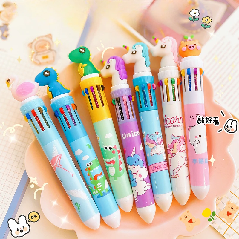 10Pcs/Lot Cute Kawaii Unicorn Swan Dinosaur 10 Color Ballpoint Pen Multi-color Retractable Pens Office School Stationery Gift
10Pcs/Lot Cute Kawaii Unicorn Swan Dinosaur 10 Color Ballpoint Pen Multi-color Retractable Pens Office School Stationery Gift