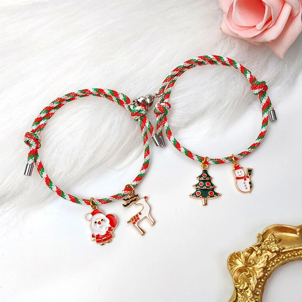 1 Pair Christmas Matching Bracelets For Couples Woven Rope Friendship Bracelet Lightweight Easy On Off Festive Gift Charm String
1 Pair Christmas Matching Bracelets For Couples Woven Rope Friendship Bracelet Lightweight Easy On Off Festive Gift Charm String