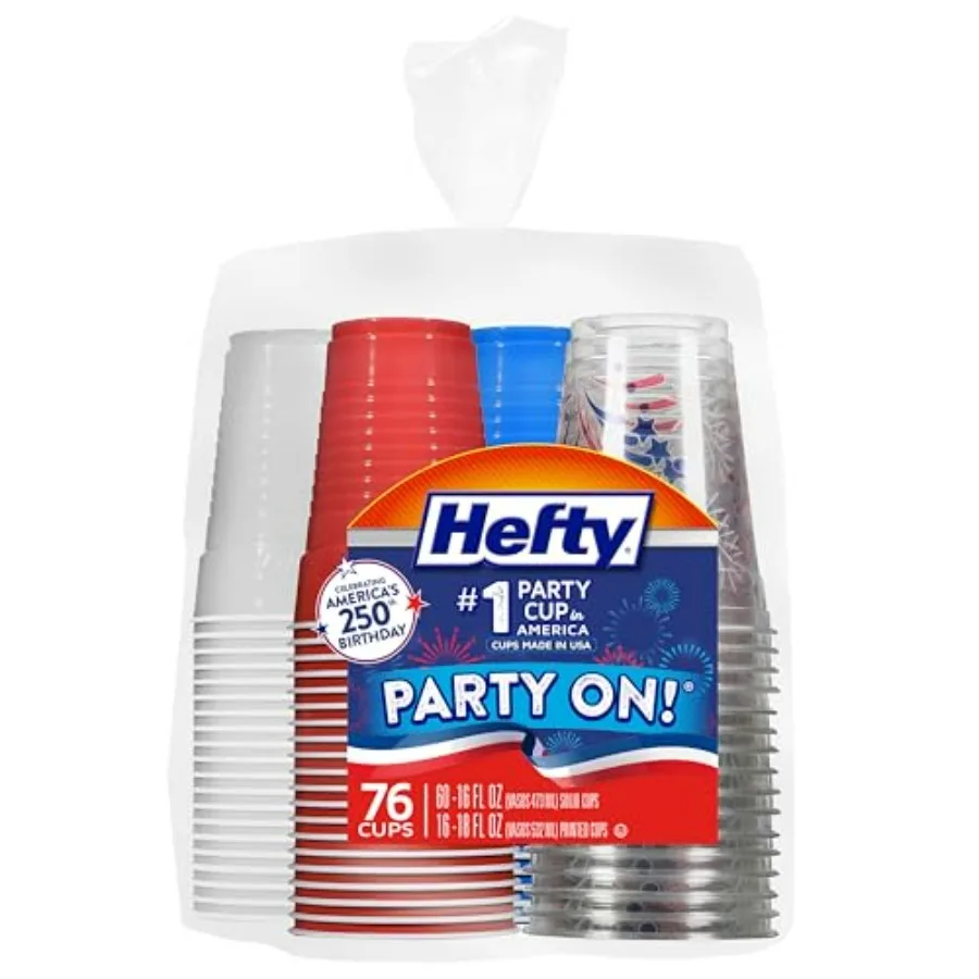 Party On Disposable Plastic Party Cups,,16 Oz Cups in Patriotic Colors and 18 Oz Clear Cups with Firework Print for Fourth of J
Party On Disposable Plastic Party Cups,,16 Oz Cups in Patriotic Colors and 18 Oz Clear Cups with Firework Print for Fourth of J