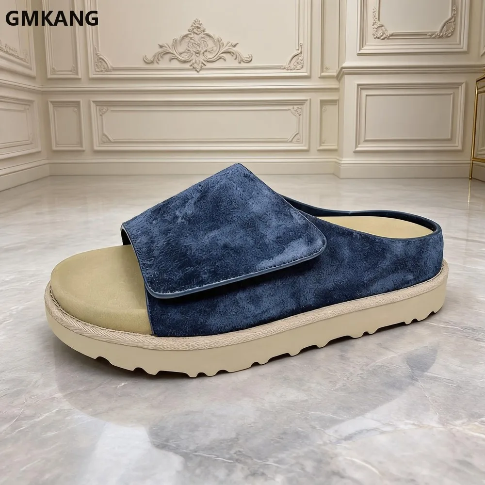 Suede Leather Slippers for Women Round Toe Thick Sole Flat Mules Summer Casual Comfort Peep Toe Outdoor Slides GMKANG
Suede Leather Slippers for Women Round Toe Thick Sole Flat Mules Summer Casual Comfort Peep Toe Outdoor Slides GMKANG