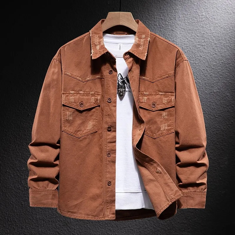 Модная оранжевая джинсовая куртка для мужчин, весенне-осенняя, свободного кроя, из чистого хлопка, рабочая одежда, дышащая, с длинными рукавами
Модная оранжевая джинсовая куртка для мужчин, весенне-осенняя, свободного кроя, из чистого хлопка, рабочая одежда, дышащая, с длинными рукавами