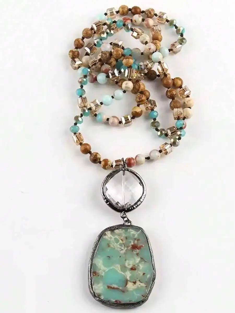 Bohemian Retro Natural Stone And Glass Beaded Pendant Necklace For Women
Bohemian Retro Natural Stone And Glass Beaded Pendant Necklace For Women