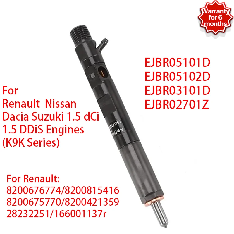 EJBR05101D EJBR05102D 28232251 8200815416 New Diesel Fuel Injector Nozzle for Renault Clio Nissan Dacia 1.5DCI K9K
EJBR05101D EJBR05102D 28232251 8200815416 New Diesel Fuel Injector Nozzle for Renault Clio Nissan Dacia 1.5DCI K9K