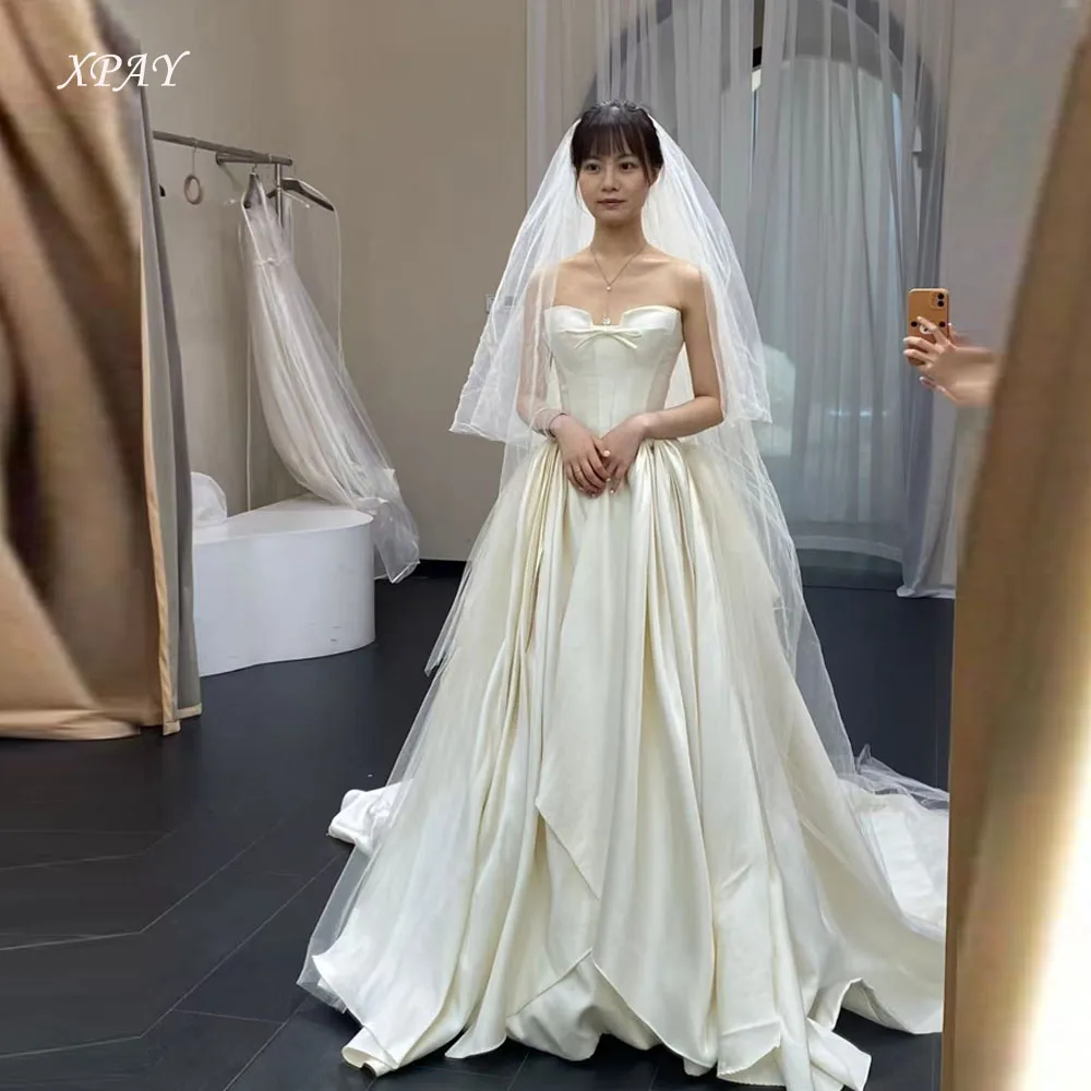 XPAY Sweetheart Elegant A Line Wedding Dresses Korea Photo shoot Silk Satin Sweep Train Bridal Gowns Corset back Customized
XPAY Sweetheart Elegant A Line Wedding Dresses Korea Photo shoot Silk Satin Sweep Train Bridal Gowns Corset back Customized