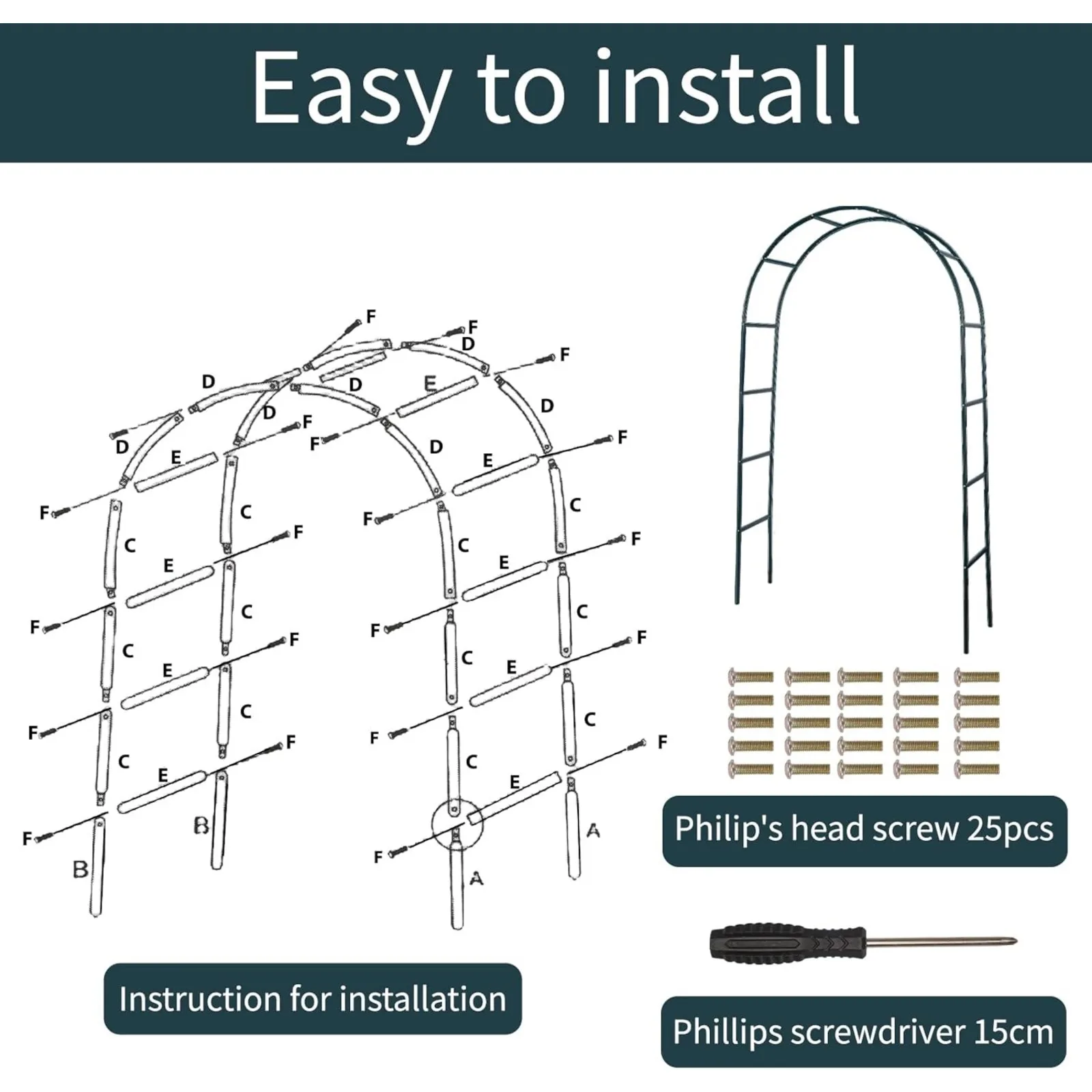US Metal Garden Arch, Wedding & Event Decoration, Garden Trellis for Climbing Plants, Assemble Freely
US Metal Garden Arch, Wedding & Event Decoration, Garden Trellis for Climbing Plants, Assemble Freely