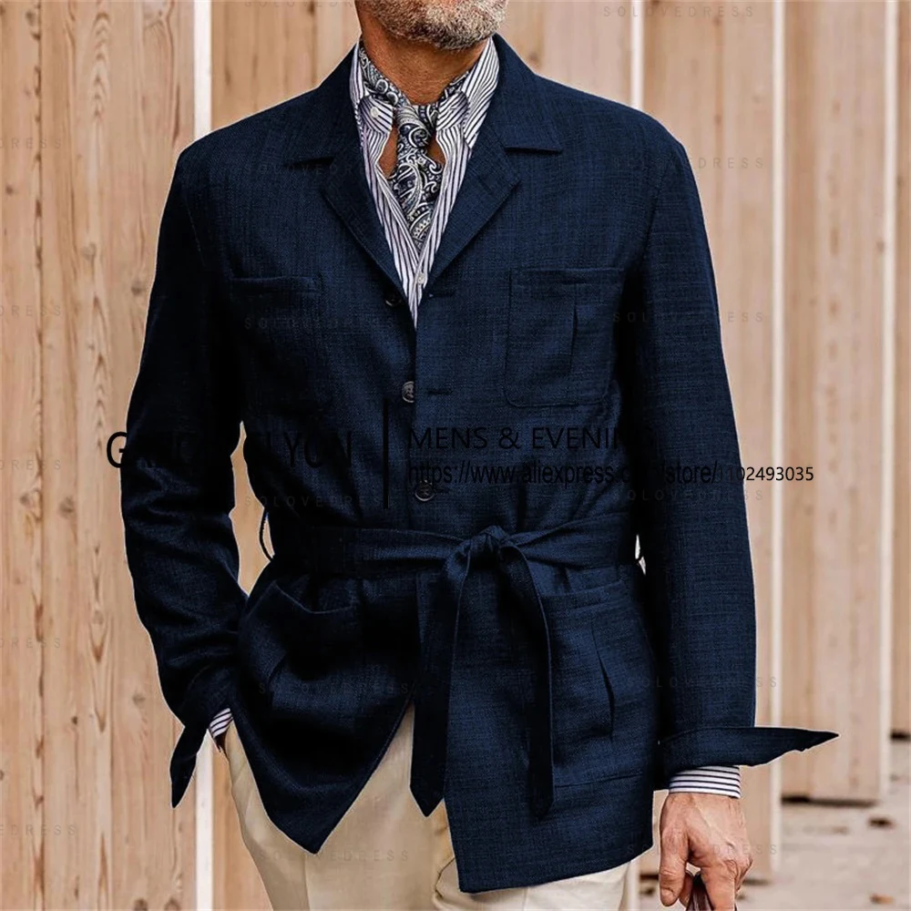 Only Blazer 1PCS New Arrival Linen Notched Lapel Men's Linen Belt SIngle Breasted Summer Casual Suits For Wedding
Only Blazer 1PCS New Arrival Linen Notched Lapel Men's Linen Belt SIngle Breasted Summer Casual Suits For Wedding