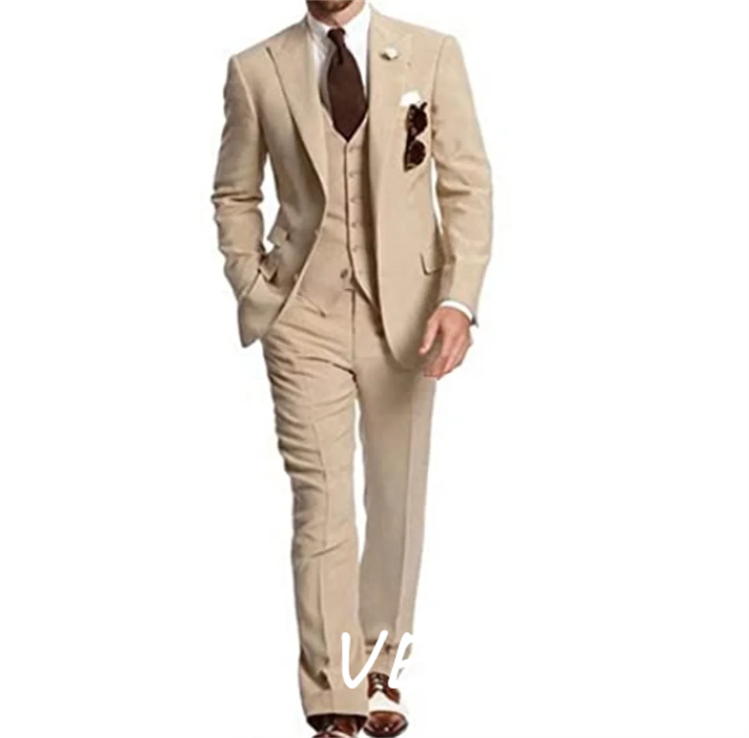 Costume Homme Beige Men Suit 3 Pieces Wedding Tuxedos Groom Wear Groomsman Prom Party Slim Fit Business Jacket+Vest+ Pants
Costume Homme Beige Men Suit 3 Pieces Wedding Tuxedos Groom Wear Groomsman Prom Party Slim Fit Business Jacket+Vest+ Pants