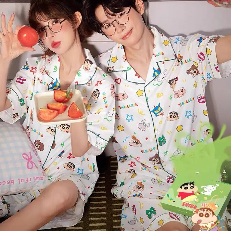 Kawaii Crayon Shin-Chan Couple Pajama Set, Anime Print Sleeve Shirt + Shorts Loungewear, Cotton Soft Sleepwear for Men & Women
Kawaii Crayon Shin-Chan Couple Pajama Set, Anime Print Sleeve Shirt + Shorts Loungewear, Cotton Soft Sleepwear for Men & Women