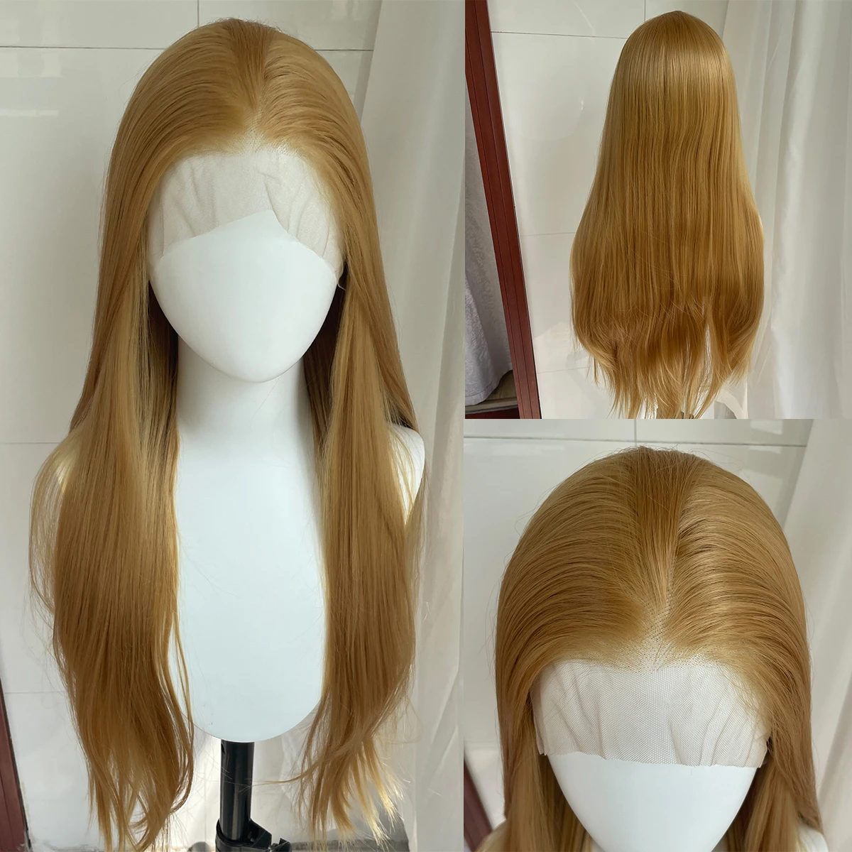 Gold Blonde Long Straight 13x4 Synthetic Lace Front Wig for Women 26 Inch Glueless Wig Half Hand Tied 150% Density Medium Cap
Gold Blonde Long Straight 13x4 Synthetic Lace Front Wig for Women 26 Inch Glueless Wig Half Hand Tied 150% Density Medium Cap
