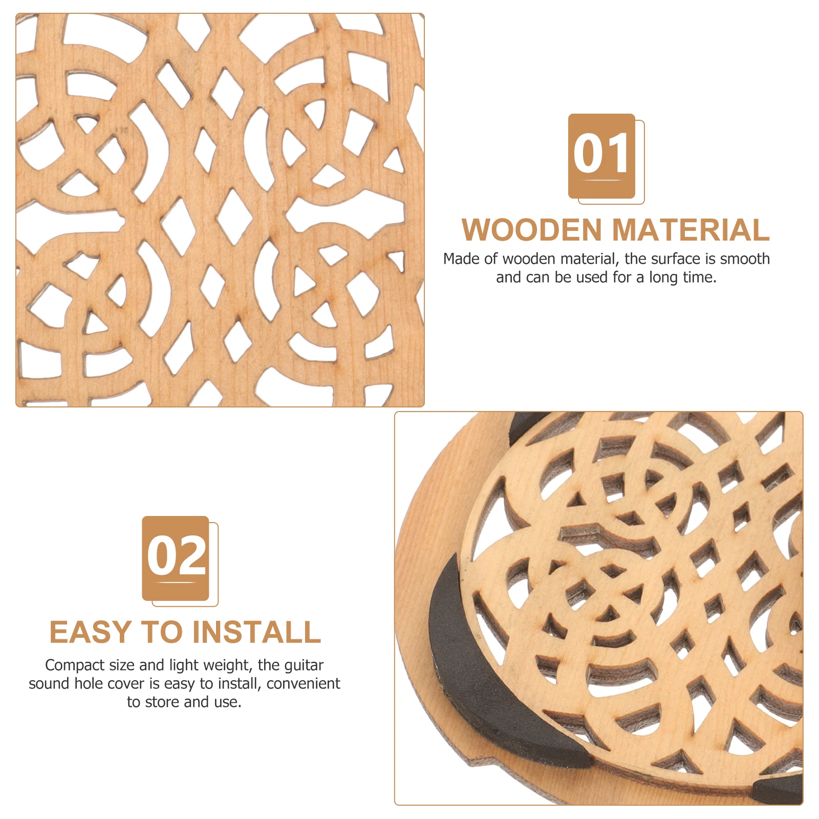 Wooden Soundhole Cover Folk Guitar Accessories Resonator Acoustic Sound Dampener Feedback Reducer Compact Lightweight Wood Sound
Wooden Soundhole Cover Folk Guitar Accessories Resonator Acoustic Sound Dampener Feedback Reducer Compact Lightweight Wood Sound