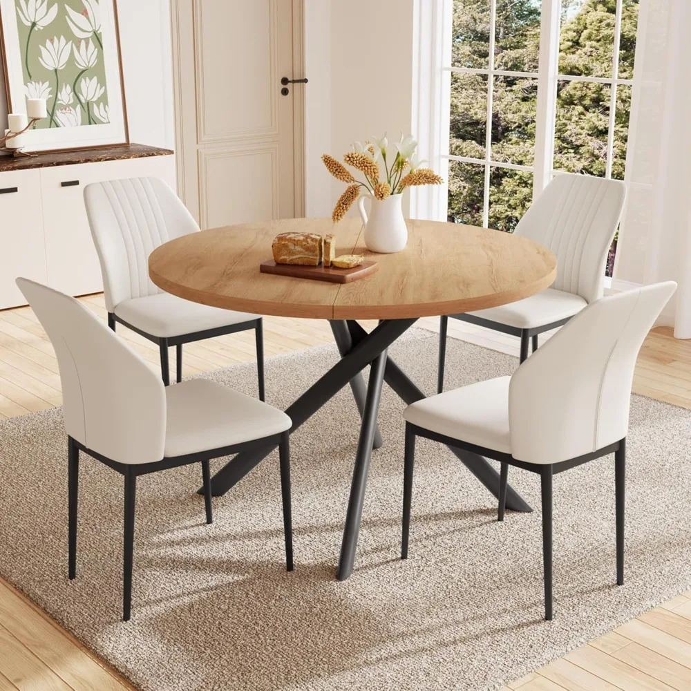 45.3 Inch Round Dining Table Set for 4,Mid Century Modern Small Coffee Set for Dining Room Kitchen (Oak Table + 4 White Chairs)
45.3 Inch Round Dining Table Set for 4,Mid Century Modern Small Coffee Set for Dining Room Kitchen (Oak Table + 4 White Chairs)