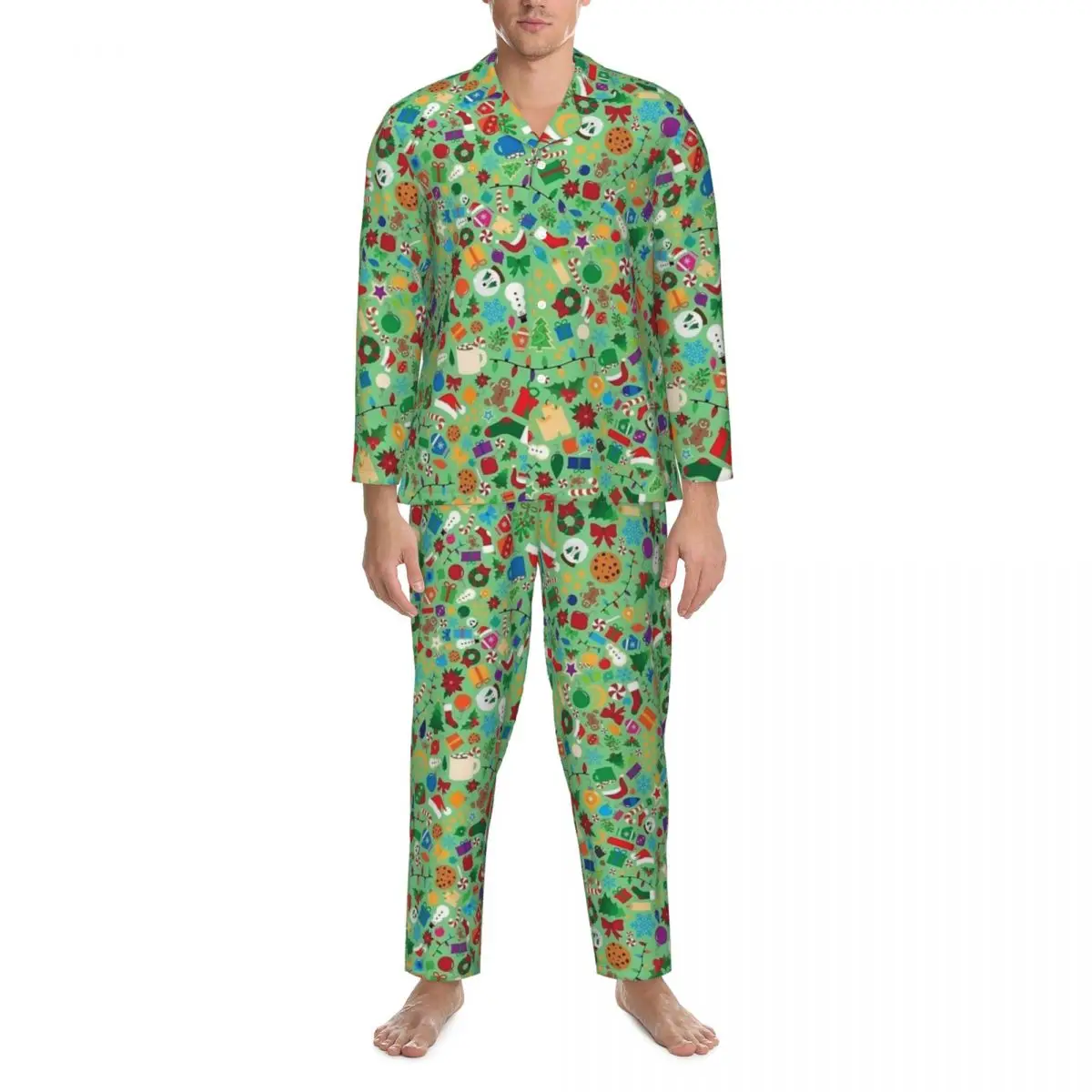 Green Christmas Pattern Pajama Sets Autumn Fashion Leisure Sleepwear Men 2 Pieces Casual Oversized Pattern Nightwear Present
Green Christmas Pattern Pajama Sets Autumn Fashion Leisure Sleepwear Men 2 Pieces Casual Oversized Pattern Nightwear Present