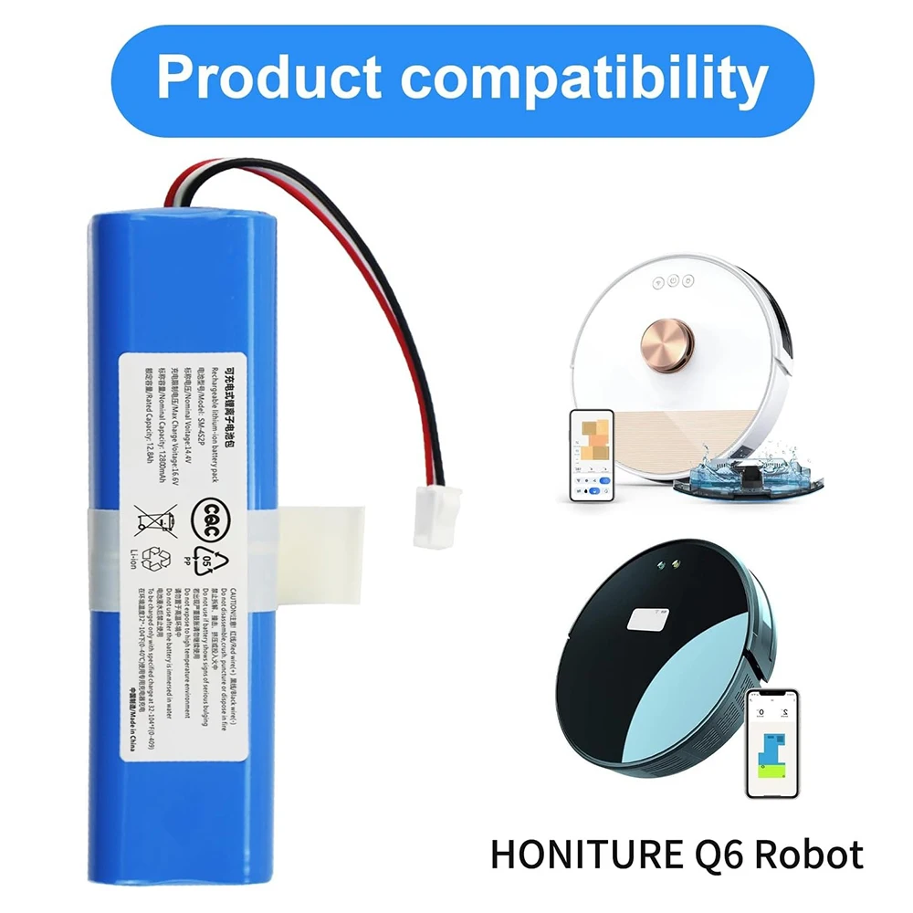 Аккумулятор 14.4V 6500mAh/12800mAh для роботов-пылесосов Zoozee Z50, HONITURE Q6, Q6 Pro, Se, Philips FC8972, Haier TAB-T530S, запчасти
Аккумулятор 14.4V 6500mAh/12800mAh для роботов-пылесосов Zoozee Z50, HONITURE Q6, Q6 Pro, Se, Philips FC8972, Haier TAB-T530S, запчасти