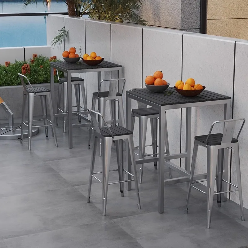 Outdoor plastic wood bar table and chairs, open-air balcony against the wall, outdoor anti-corrosion high combination
Outdoor plastic wood bar table and chairs, open-air balcony against the wall, outdoor anti-corrosion high combination