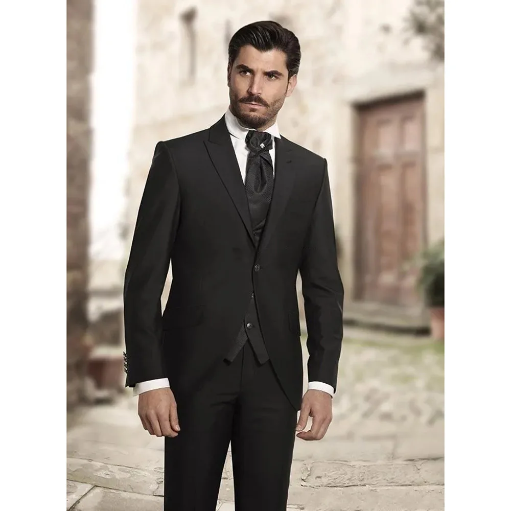 New Design Black Men's Suits Flat Regular Length Peak Lapel Single Breasted Wedding Blazer Fashion 3 Piece Jacket Pants Vest
New Design Black Men's Suits Flat Regular Length Peak Lapel Single Breasted Wedding Blazer Fashion 3 Piece Jacket Pants Vest