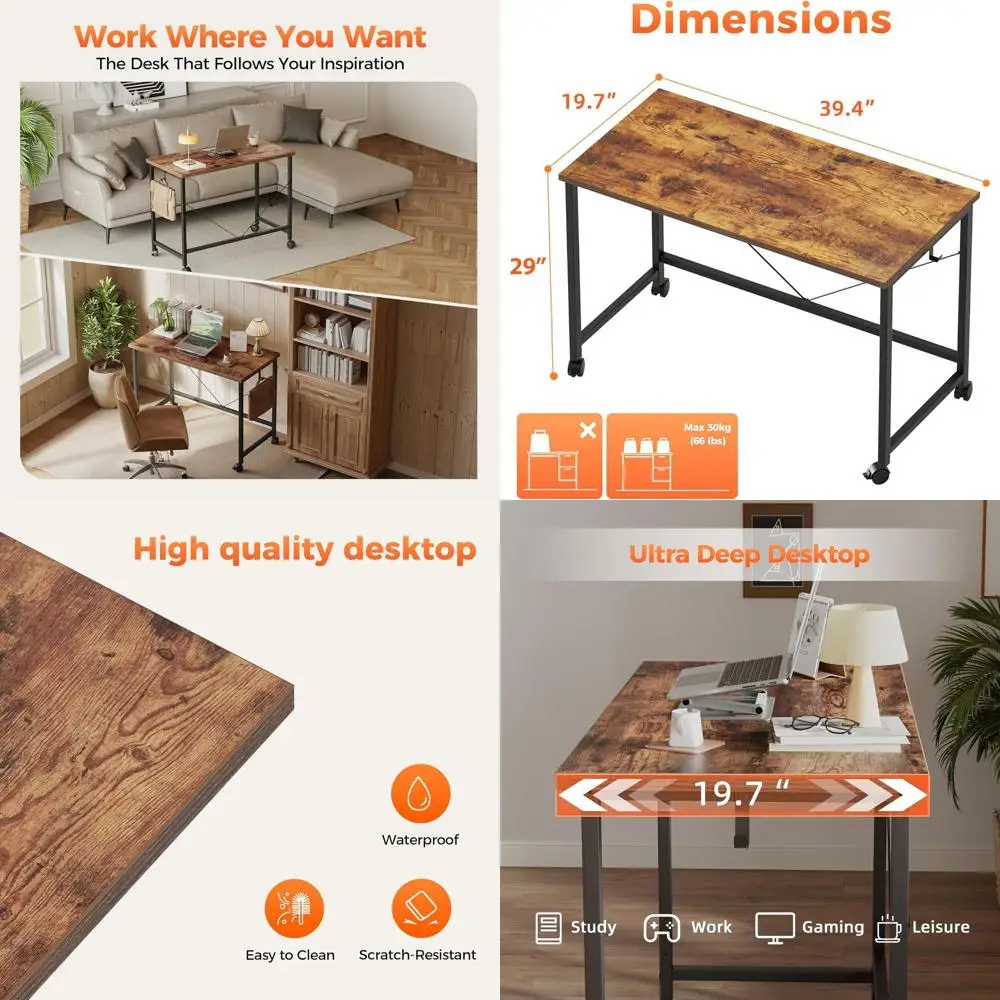 Портативный стол на колесиках для игр и домашнего офиса, компактный дизайн для небольших помещений и учебы
Портативный стол на колесиках для игр и домашнего офиса, компактный дизайн для небольших помещений и учебы