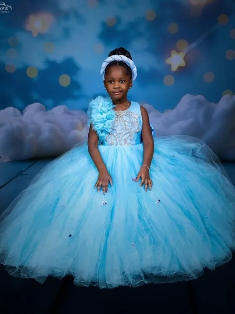 Blue Flower Girl Dresses Pageant Gown for Wedding Lace Appliques Floor Length Birthday Party First Communion Gowns Customized
Blue Flower Girl Dresses Pageant Gown for Wedding Lace Appliques Floor Length Birthday Party First Communion Gowns Customized