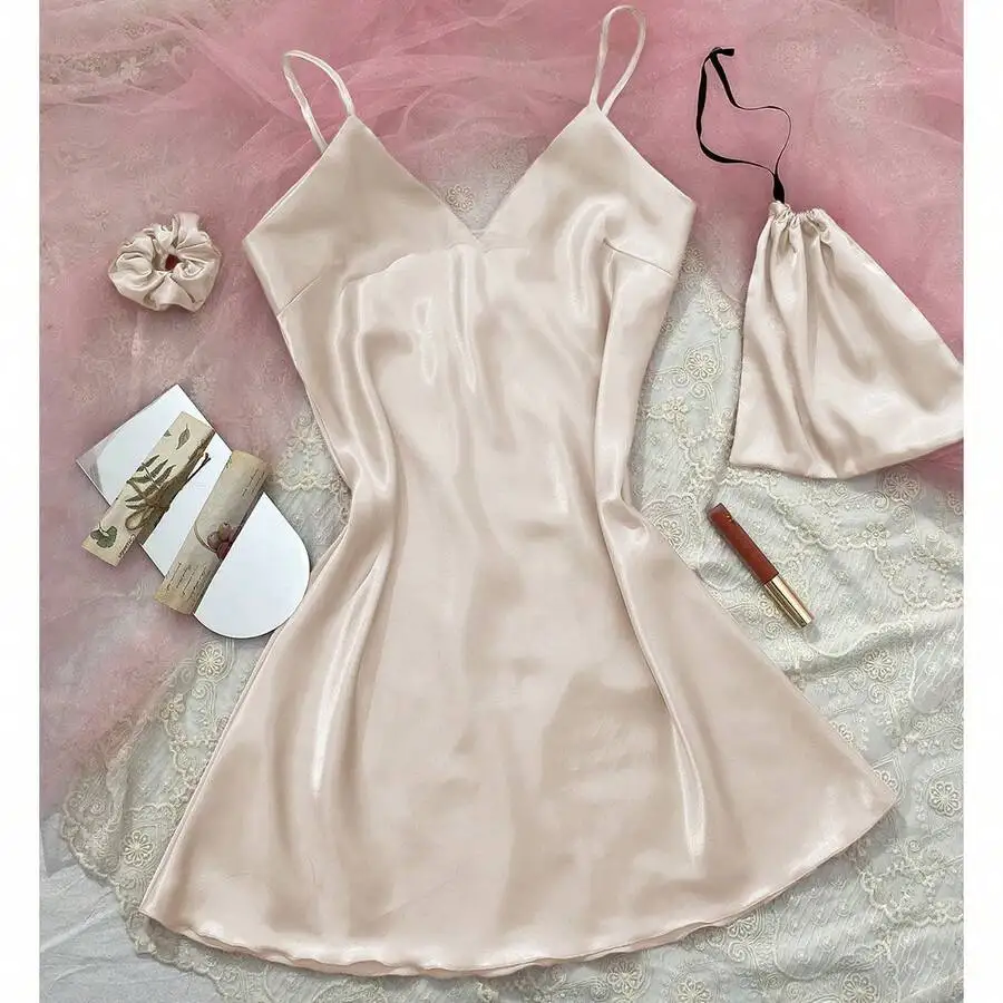 Womens Medium-Length Silk Camisole Nightdress Thin Satin Sleepwear Summer Home Dress
Womens Medium-Length Silk Camisole Nightdress Thin Satin Sleepwear Summer Home Dress
