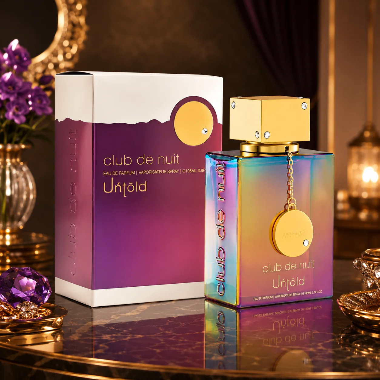 Club de Nuit Untold Unisex Eau de Parfum Iridescent Gradient Square Bottle Gold Rhinestone Cap Hanging Gold Pendant Rich Fruity Woody Fragrance Long Lasting Sunset Gradient Luxury Gift Box For Dating Party Holiday Gift
Club de Nuit Untold Unisex Eau de Parfum Iridescent Gradient Square Bottle Gold Rhinestone Cap Hanging Gold Pendant Rich Fruity Woody Fragrance Long Lasting Sunset Gradient Luxury Gift Box For Dating Party Holiday Gift