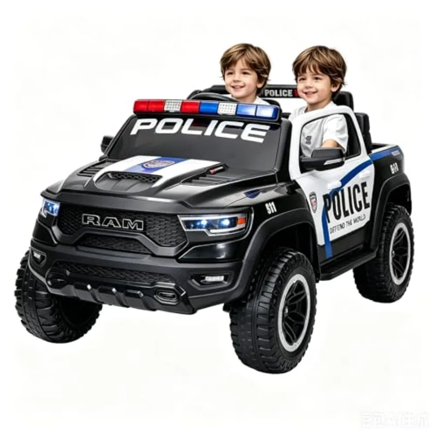 4WD 24V 4x4 Ride On Police Truck for Ages 3+, Steel Frame, Blue/Black, Remote Control + Parental Safety Features
4WD 24V 4x4 Ride On Police Truck for Ages 3+, Steel Frame, Blue/Black, Remote Control + Parental Safety Features