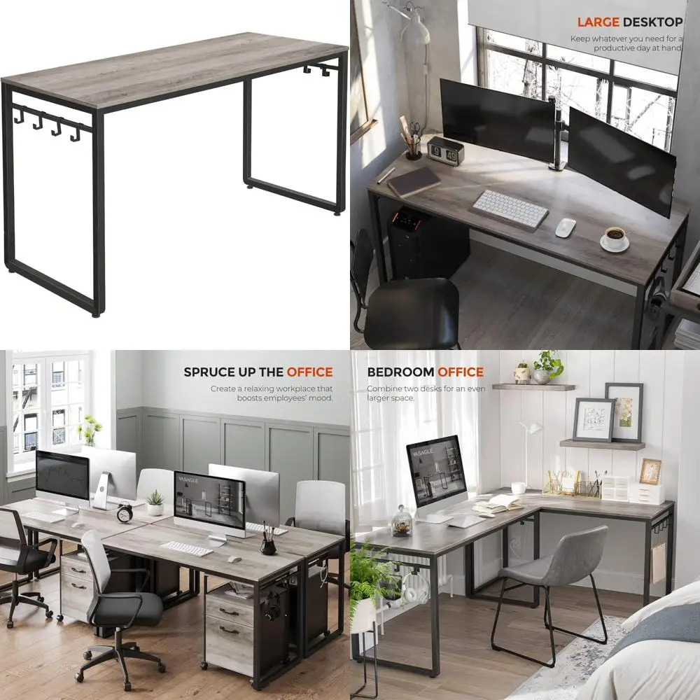 Industrial Style Study Desk with 8 Hooks, Easy Assembly, 55.1 x 23.6 x 29.5 for Home Office Use
Industrial Style Study Desk with 8 Hooks, Easy Assembly, 55.1 x 23.6 x 29.5 for Home Office Use