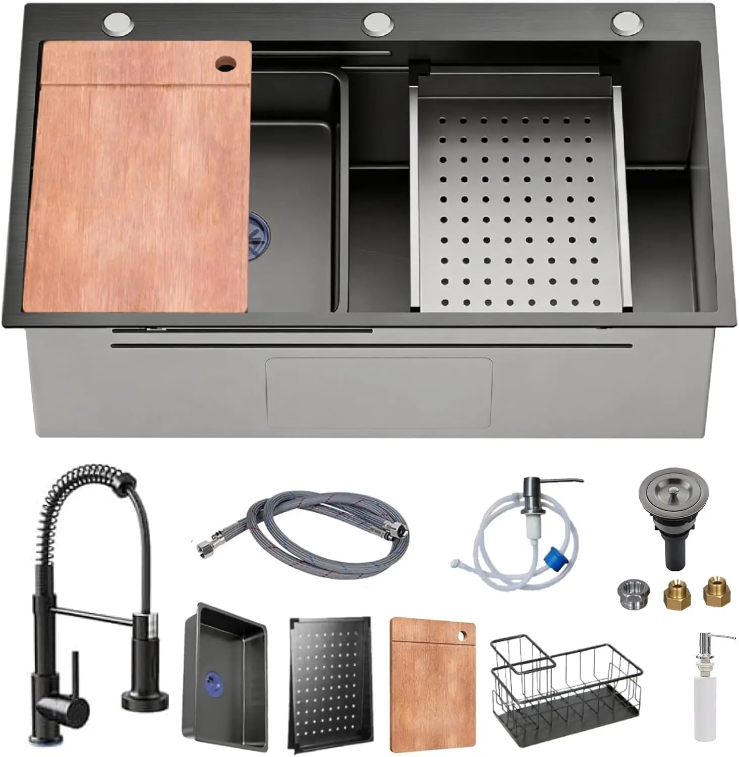 30 inch Drop in Kitchen Sink for Home Kitchen, 304 Stainless Steel, Satin Finish, with Dish Grid and Strainer
30 inch Drop in Kitchen Sink for Home Kitchen, 304 Stainless Steel, Satin Finish, with Dish Grid and Strainer