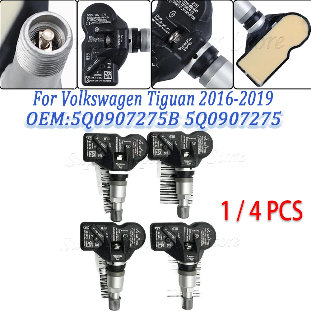 1/4PCS For Audi RS3 Bentley Bentayga Porche Volkswagen Beetle Golf Eos Tire Pressure Sensors 433MHZ TPMS 5Q0907275 5Q0907275B
1/4PCS For Audi RS3 Bentley Bentayga Porche Volkswagen Beetle Golf Eos Tire Pressure Sensors 433MHZ TPMS 5Q0907275 5Q0907275B