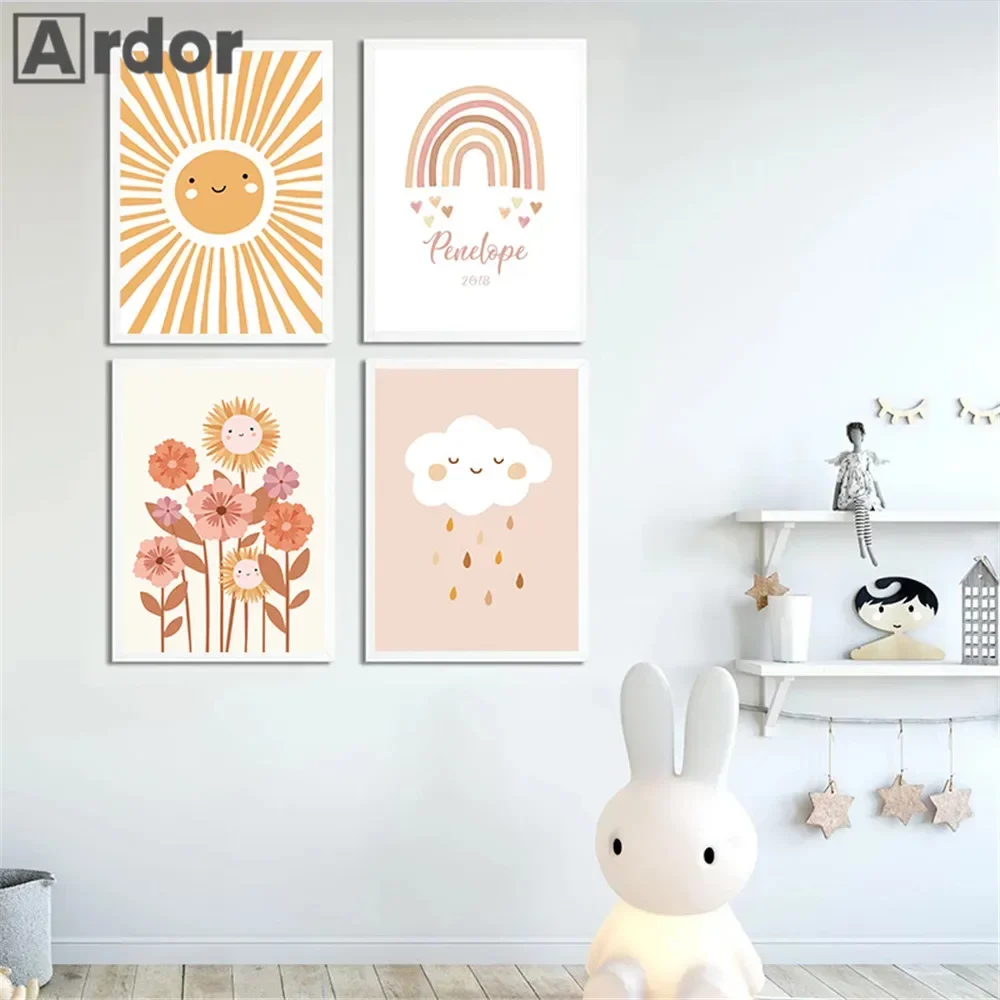 Sun Cloud Art Painting Custom Name Canvas Poster Rainbow Wall Art Sunflower Print Pictures Nursery Posters Kids Girls Room Decor
Sun Cloud Art Painting Custom Name Canvas Poster Rainbow Wall Art Sunflower Print Pictures Nursery Posters Kids Girls Room Decor