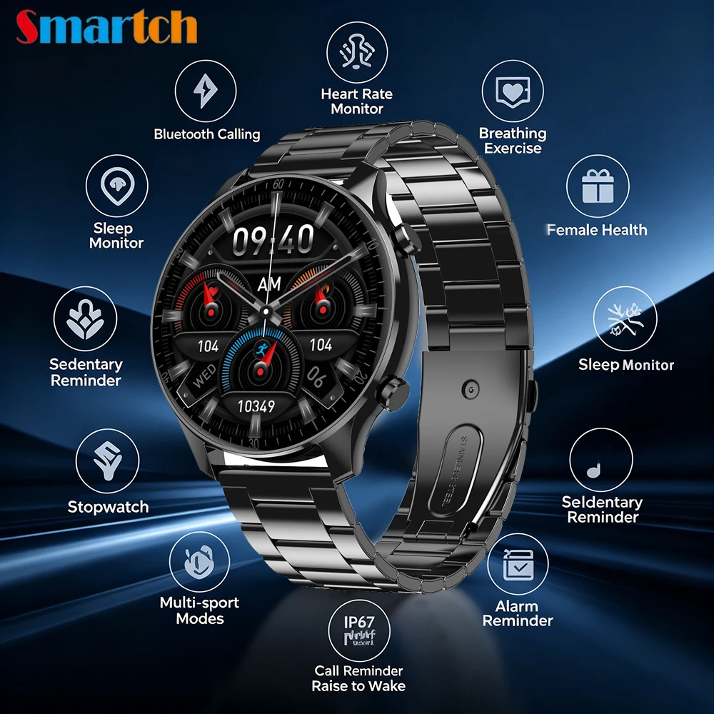 Business Smartwatch Waterproof Sports Sleep Health Monitor Outdoor Sports Smart Watch Men 1.5 Inch HD Screen Heart Rate BT Call
Business Smartwatch Waterproof Sports Sleep Health Monitor Outdoor Sports Smart Watch Men 1.5 Inch HD Screen Heart Rate BT Call