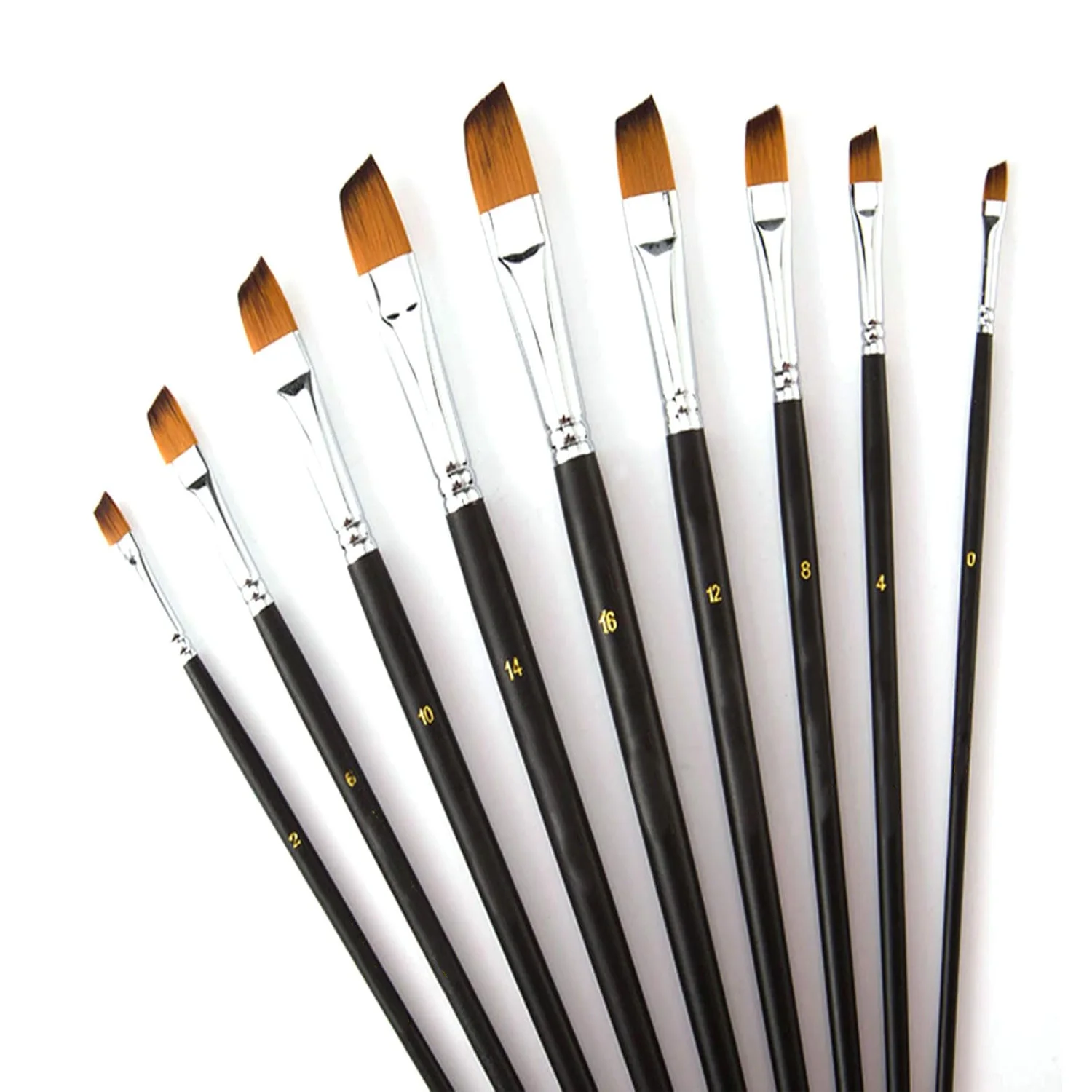 9 Pcs Angular Long Handle Artist Paint Brush Set, Quality Synthetic Hair and Wooden Handle for Acrylic Watercolor Oil Painting
9 Pcs Angular Long Handle Artist Paint Brush Set, Quality Synthetic Hair and Wooden Handle for Acrylic Watercolor Oil Painting