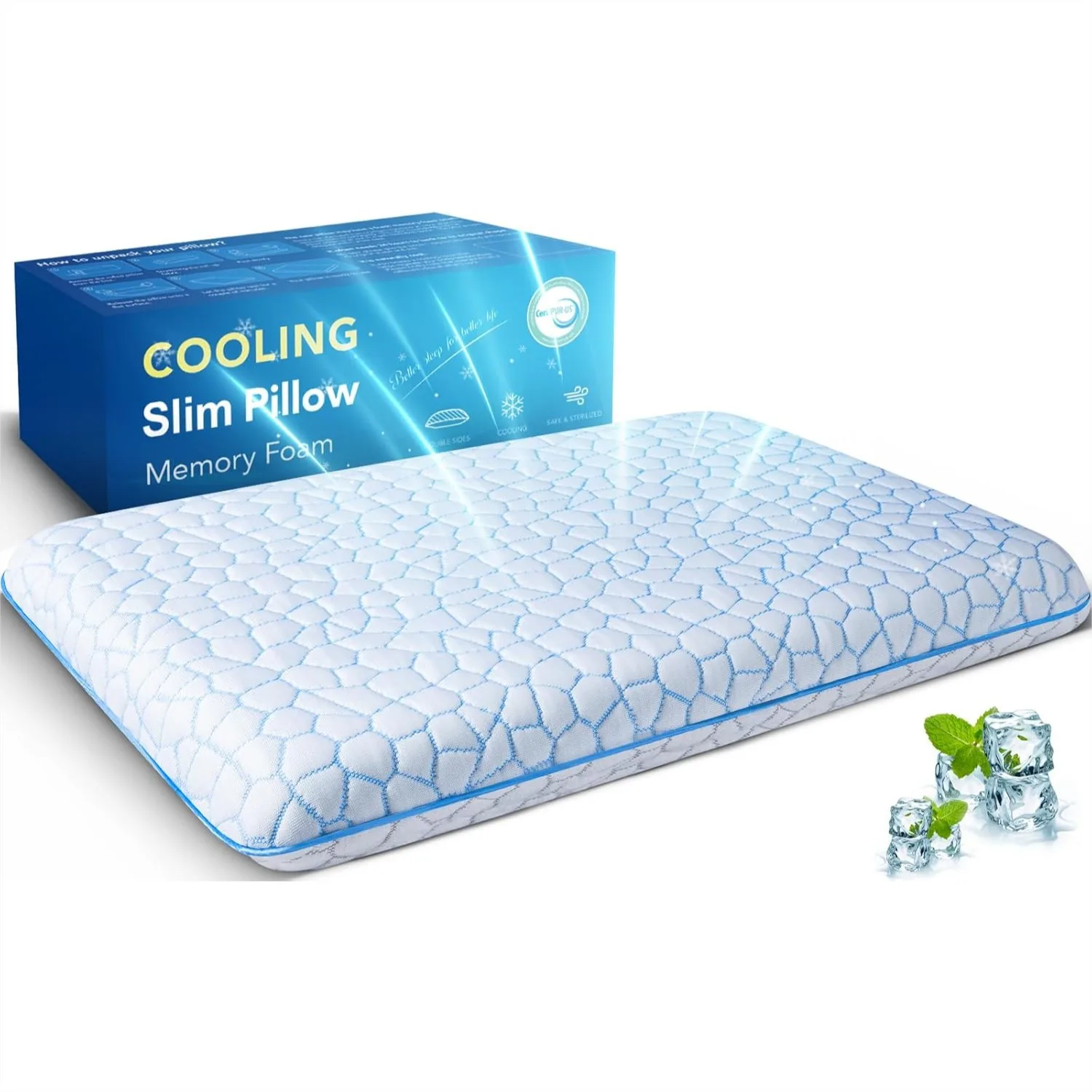 Ultra Thin Memory Foam Pillow for Stomach Sleepers, 2.75 in Low Profile Cooling Slim Pillow for Neck and Back Support
Ultra Thin Memory Foam Pillow for Stomach Sleepers, 2.75 in Low Profile Cooling Slim Pillow for Neck and Back Support