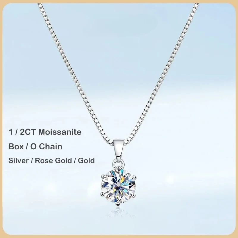 TUES Moissanite Pendant Necklace 1-2 Carat 6 Prong S925 Sterling Silver Women's Bridal Wedding Necklace Gift
TUES Moissanite Pendant Necklace 1-2 Carat 6 Prong S925 Sterling Silver Women's Bridal Wedding Necklace Gift