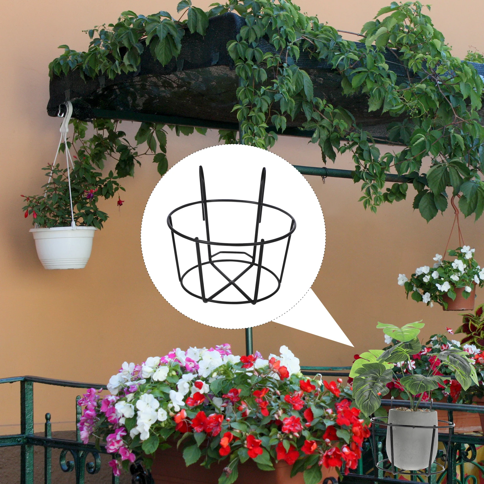 2pcs Hanging Flower Stand Deck Rail Basket Black Balcony Pots Holder Hanger Metal Bonsai Space Saving
2pcs Hanging Flower Stand Deck Rail Basket Black Balcony Pots Holder Hanger Metal Bonsai Space Saving
