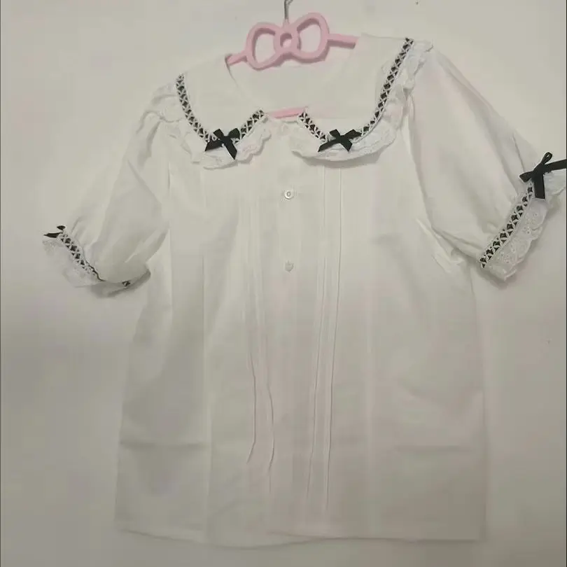 Japanese Sweet Lolita White Lace Collar Bow Puff Short Sleeve Blouse Women Subcultural Soft Daily Casual Wear Harajuku Shirt
Japanese Sweet Lolita White Lace Collar Bow Puff Short Sleeve Blouse Women Subcultural Soft Daily Casual Wear Harajuku Shirt