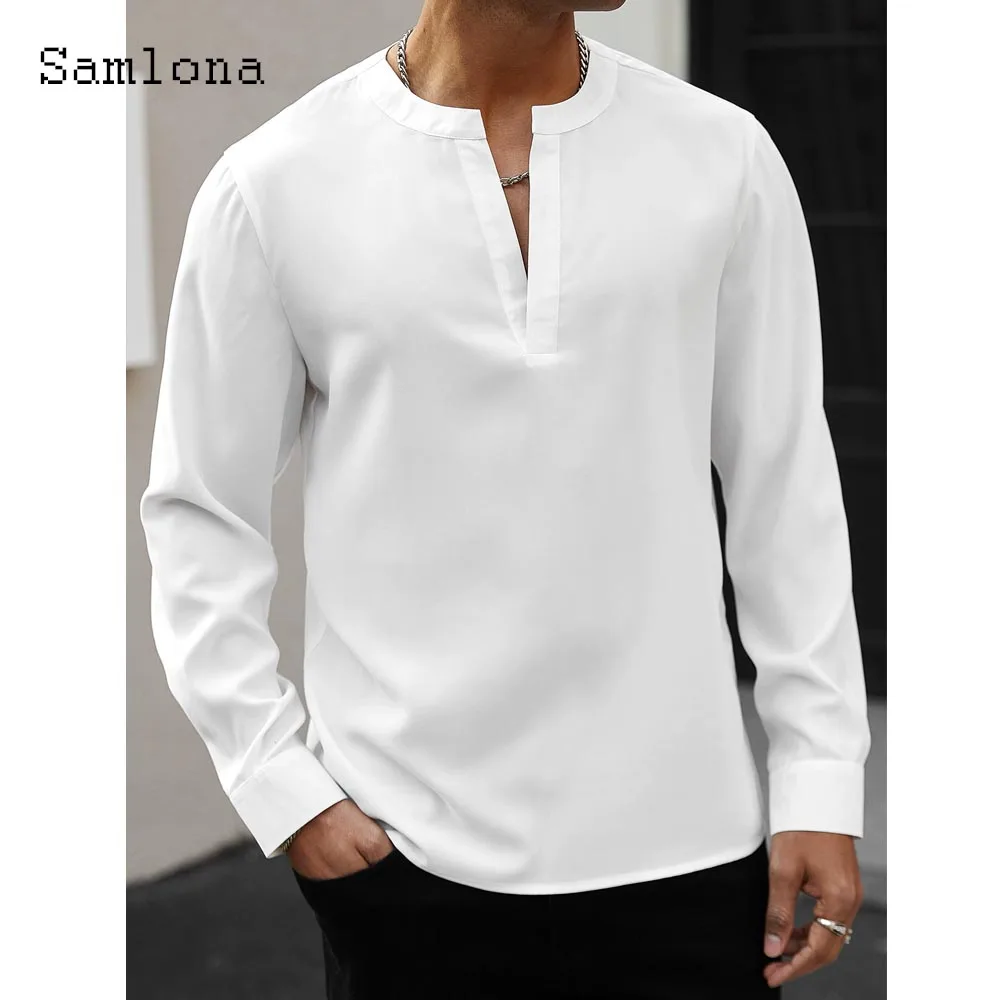 2025 Summer New Collarless Blouse Solid White Elegant Shirt Camisa Mens Basic Top Pullovers Long Sleeve Casual V-neck Beachwear
2025 Summer New Collarless Blouse Solid White Elegant Shirt Camisa Mens Basic Top Pullovers Long Sleeve Casual V-neck Beachwear