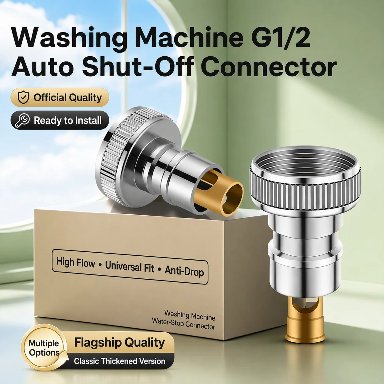 G1/2 Washing Machine Faucet Adapter Auto Shut Off Leak Proof Quick Connector Anti Drop Valve
G1/2 Washing Machine Faucet Adapter Auto Shut Off Leak Proof Quick Connector Anti Drop Valve