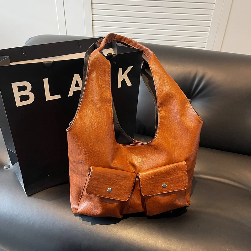 Retro Soft Leather Tote Women's Bag Large Capacity Europe and America Style Commuter Shoulder Bag Double Pocket Underarm Handbag
Retro Soft Leather Tote Women's Bag Large Capacity Europe and America Style Commuter Shoulder Bag Double Pocket Underarm Handbag
