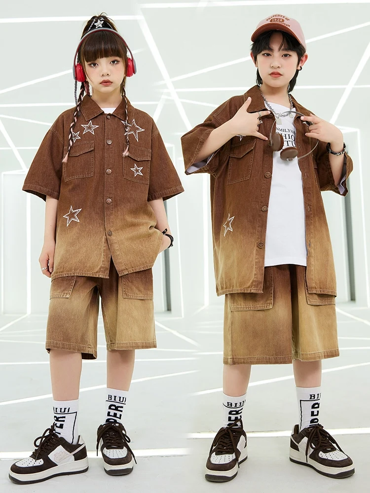 Boys Hip Hop Dance Clothes Brown Loose Shirt Shorts Street Dance Clothing Girls Jazz Kpop Performance Costume Stage Suit BL12906
Boys Hip Hop Dance Clothes Brown Loose Shirt Shorts Street Dance Clothing Girls Jazz Kpop Performance Costume Stage Suit BL12906